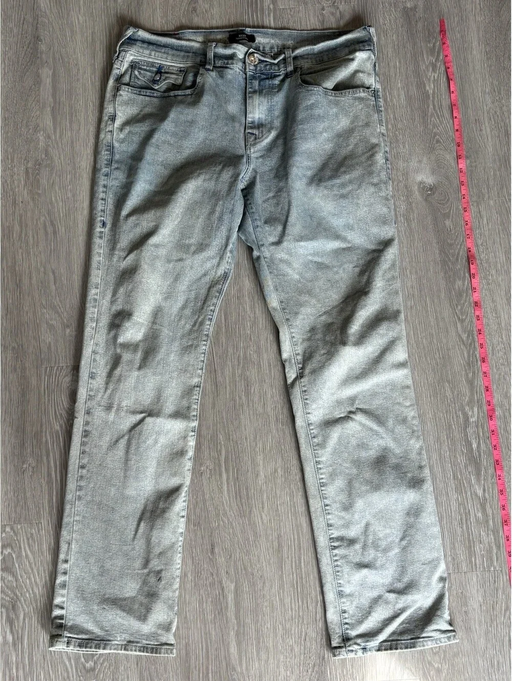 True Religion Ricky Straight Leg Jeans Men Size 36 Light Wash Blue